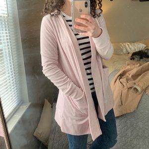 LOFT Pink Open Front Cardigan